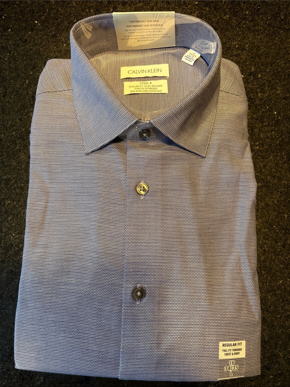 Calvin Klein Men’s Steel Blue Microdot Dress Shirt